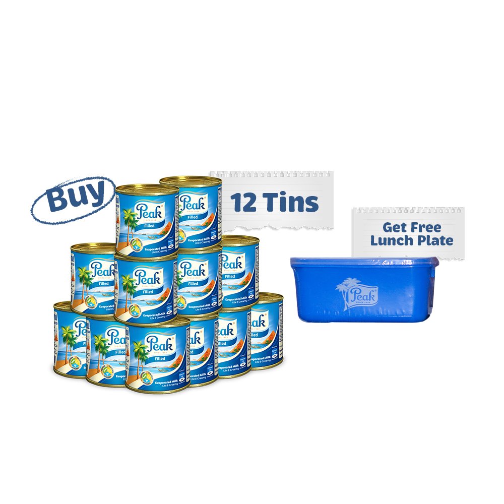 12 Tins of PEAK Filled Evaporated Milk 150g