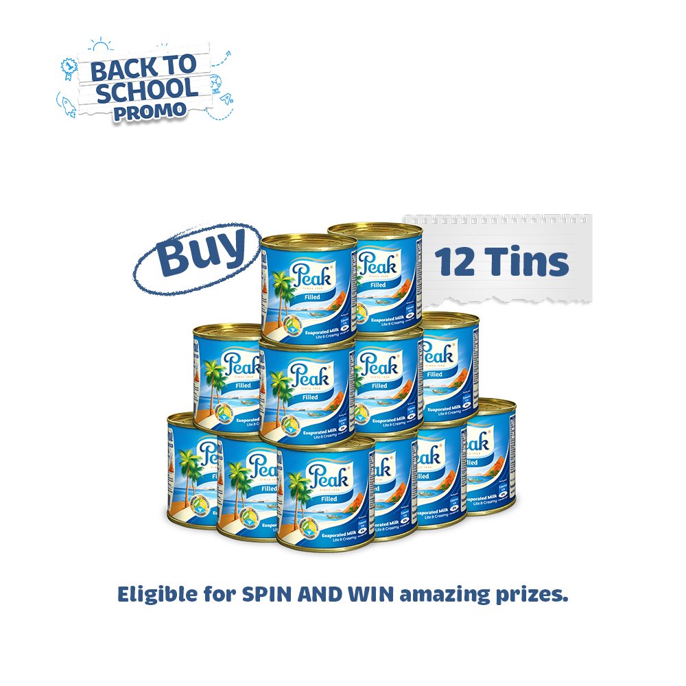 12 Tins of PEAK Filled Evaporated Milk 150g