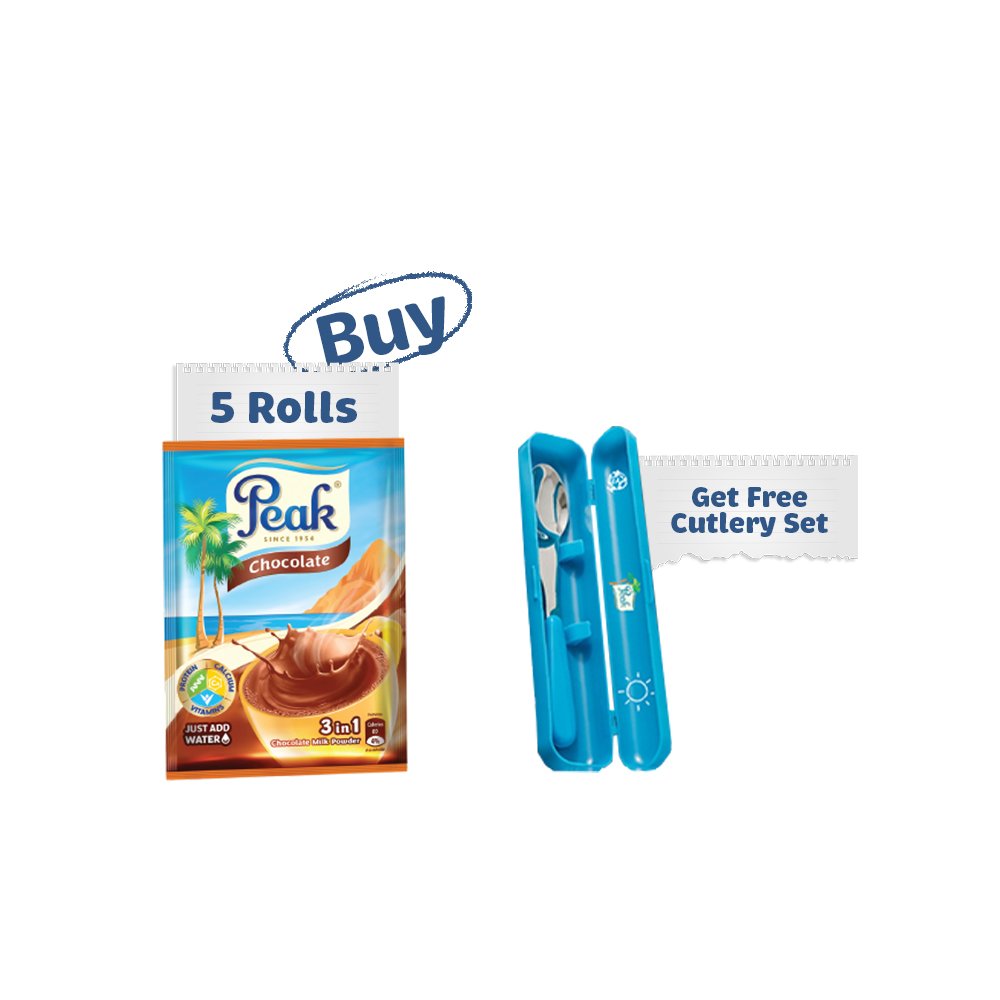 5 Roll of PEAK Chocolate 3-in-1 18g, Sachet