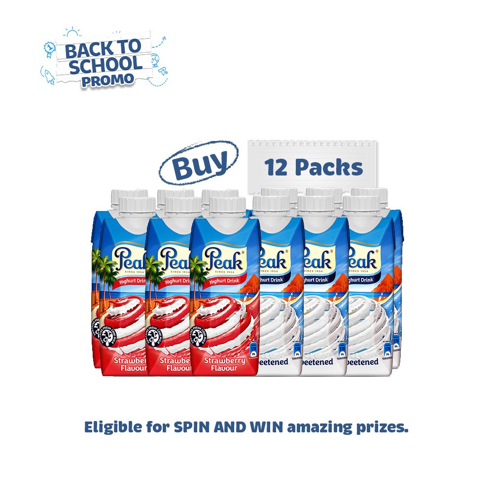 12 Packs of PEAK Yoghurt 318ml