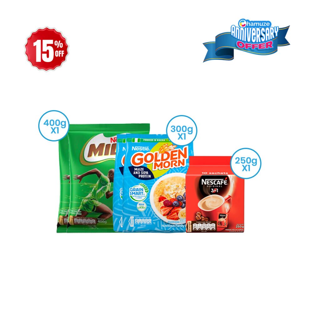Milo 400g + Golden Morn 300g + Nescafé 3 in 1 (250g) Combo